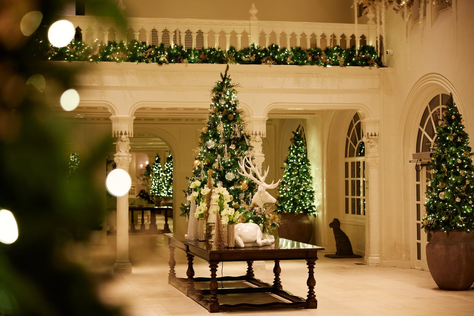 Christmas trees and festive decorations in The Boca Raton lobby